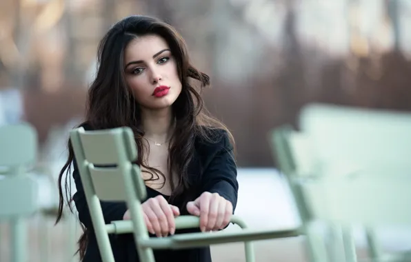 Взгляд, лицо, волосы, помада, красавица, Ester