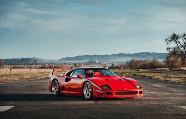 Картинка Red, F40, Mountains, Road