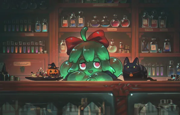 Кошка, Хэллоуин, костюмы, полки, светильник Джека, Kiki, Jiji, Kikis Delivery Service