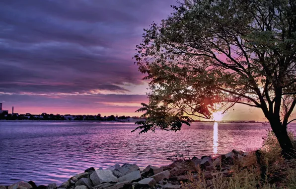 Картинка река, рассвет, Природа, обработка, утро, sunshine, river, nature