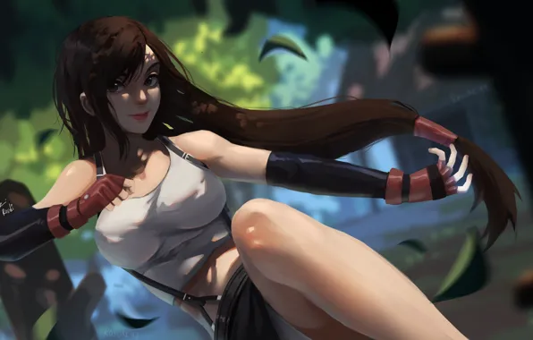Девушка, Final Fantasy, art, square enix, tifa lockhart