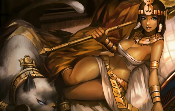 Кошка, грудь, девушка, lol, League of Legends, Nidalee, Bestial Huntress, cleopatra
