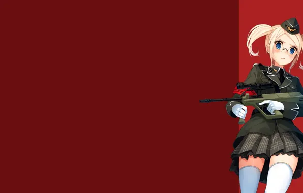 Kawaii, girl, gun, game, weapon, anime, wings, blue eyes