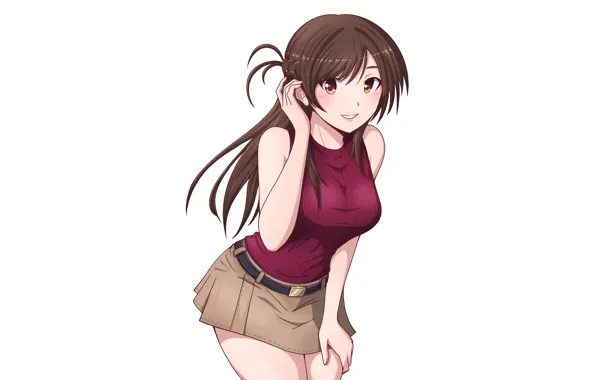 Girl, sexy, long hair, brown hair, brown eyes, anime, beautiful, pretty