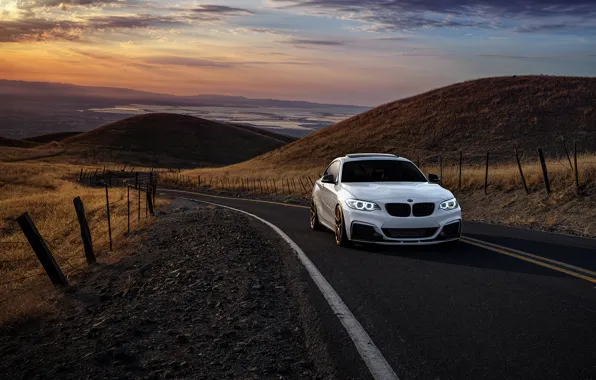 Картинка BMW, Car, Front, Sunset, Sunrise, Mountains, Wheels, Avant