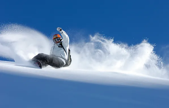 Зима, снег, горы, сноубординг, спуск, спорт, snowboard, сноубордист
