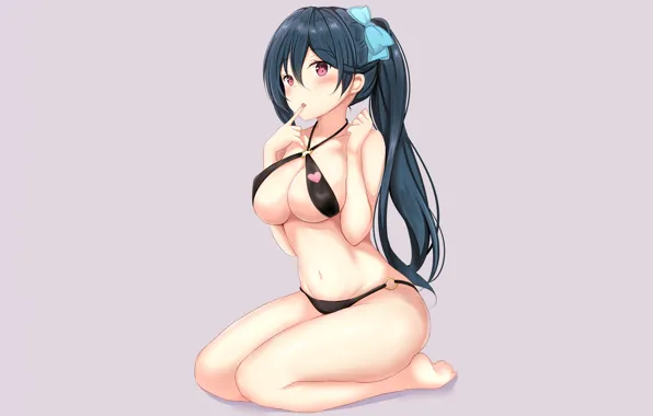 Girl, sexy, cleavage, long hair, boobs, anime, beautiful, red eyes