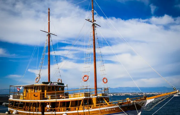 Sky, sea, blue, ship, Croatia