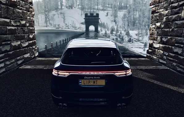 HDR, Porsche, Wood, Wall, Winter, Bridge, Water, Snow