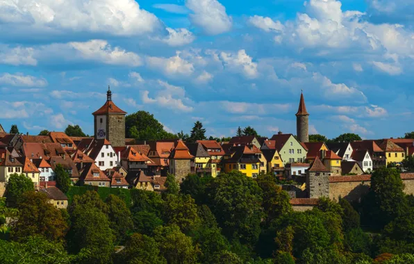 Картинка небо, город, фото, дома, Германия, Бавария, Tauben