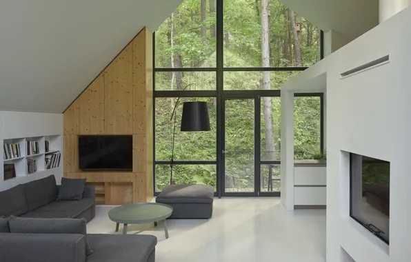 Комната, интерьер, гостиная, Lithuania, by Inblum Architects, House in the Forest, near Vilnius, недалеко от …