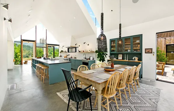Интерьер, кухня, обеденная зона, Ojai Farmhouse