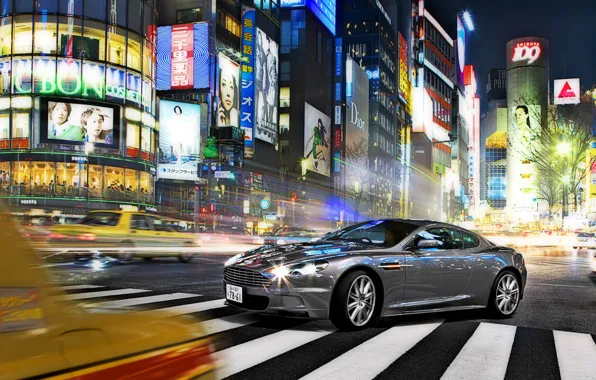 Ночь, Tokyo, Ginza, Aston Martin DBS