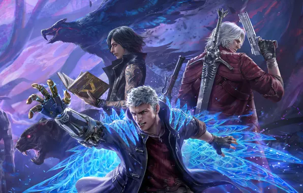 Обои Dante, Capcom, Nero, Devil May Cry, Devil May Cry 5 На.