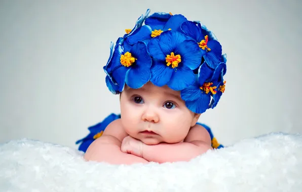 Цветы, девочка, малышка, ребёнок