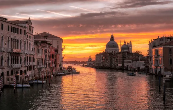 Картинка небо, солнце, восход, Венеция, sunrise, Venice