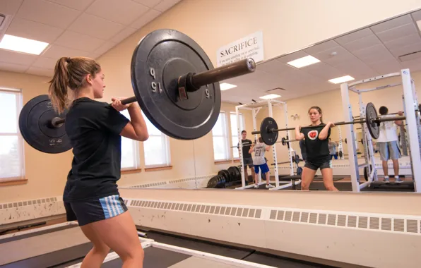 Female, mirror, workout, fitness, Workout, technique, weight lifting