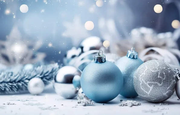 Зима, снег, украшения, шары, Новый Год, Рождество, подарки, new year