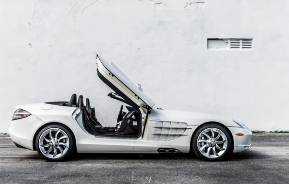 Roadster, Белый, Двери, 2009, Вид Сбоку, Mercedes-Benz SLR McLaren