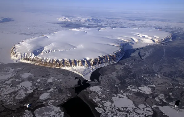 Картинка снег, пейзаж, льдины, Гренландия