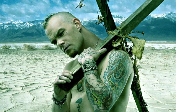 Punk, Landscape, Five Finger Death Punch, Mountains, Desert, Tattoos, Bracelets, Cross