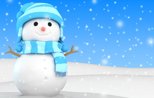 Зима, снег, снеговик, christmas, new year, winter, snow, cute