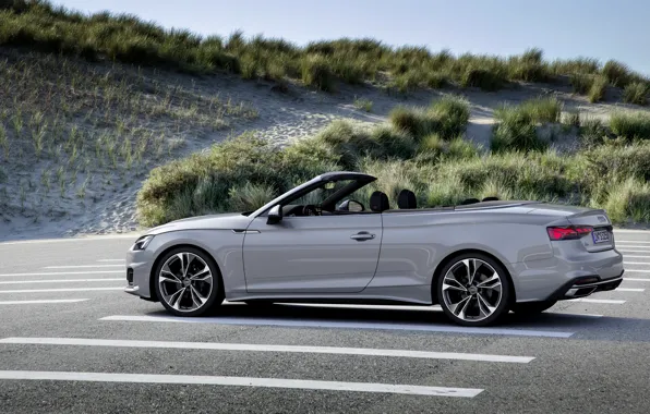 Картинка песок, трава, серый, Audi, кабриолет, Audi A5, A5, 2019