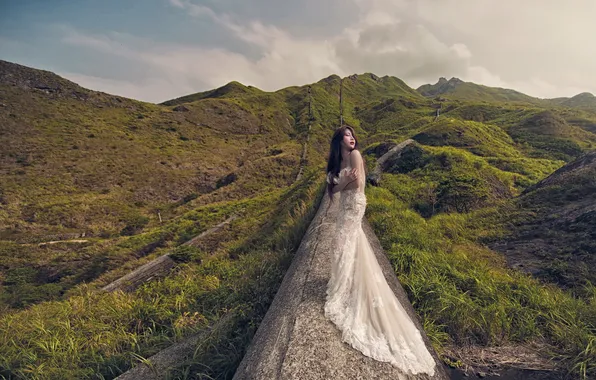 Девушка, поза, фон