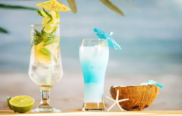 Картинка море, пляж, лето, отдых, кокос, коктейль, summer, beach