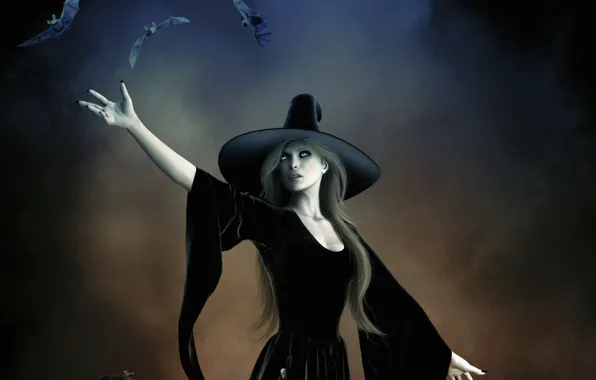 Картинка тьма, ведьма, летучие мыши, witch, шляпа ведьмы, черная магия, проклятие