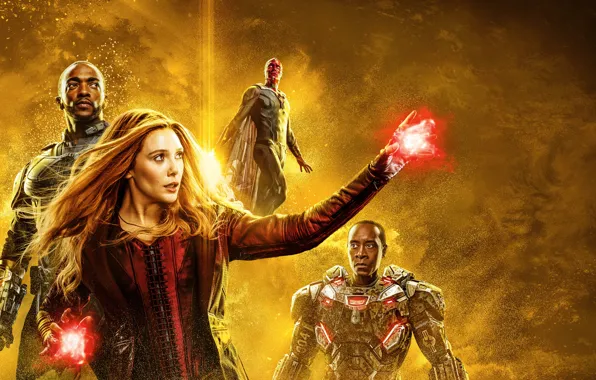 Фантастика, Vision, постер, комикс, Falcon, MARVEL, Scarlet Witch, Don Cheadle