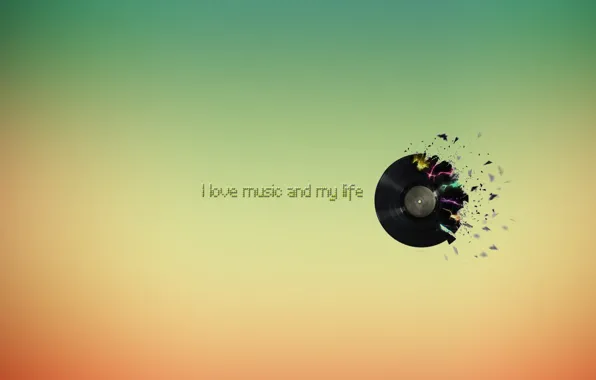 Цвет, пластинка, I love music and my life