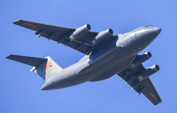 Картинка Самолет, Двигатель, Крыло, Военно-транспортный, Xian Y-20, ВВС КНР, Changchun Airshow 2019
