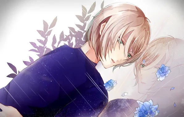 Цветок, парень, Юрий на льду, Юрий Плеседский, Yuri On Ice