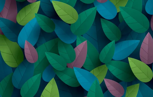 Картинка листья, объем, разноцветный