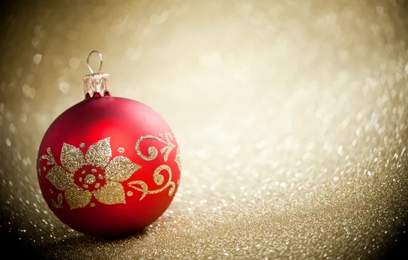 Картинка цветок, красный, узор, игрушка, шар, шарик, Новый Год, Рождество