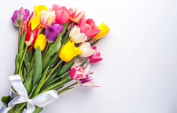 Картинка цветы, букет, colorful, тюльпаны, flowers, tulips, spring, bouquet