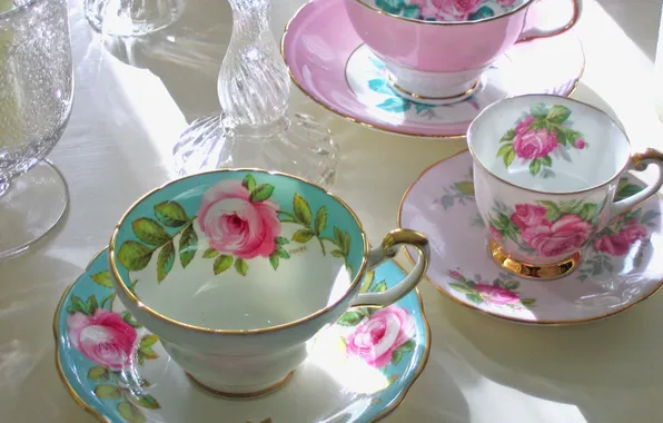 Чашки, macro, teacups in sunlight