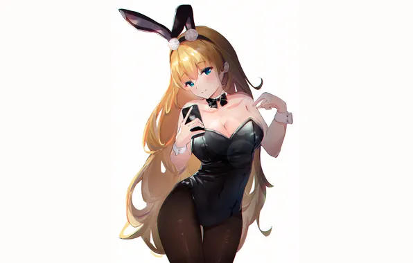Girl, sexy, cleavage, green eyes, long hair, boobs, anime, beautiful