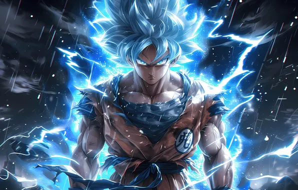 Картинка Anime, Son Goku, Dragon Ball, AI art, Super Saiyan Blue