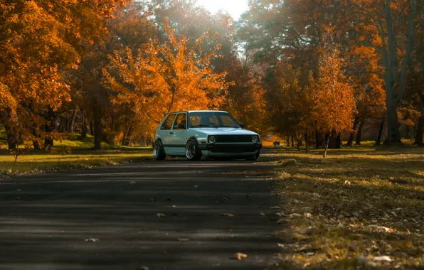 Дорога, осень, road, golf, static, autumn, stance, mk2