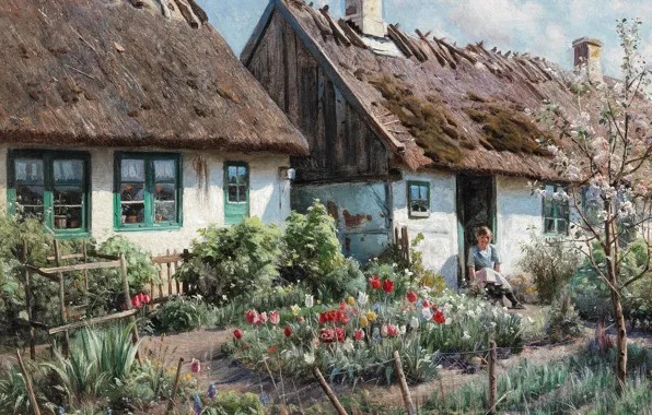 1923, датский живописец, Петер Мёрк Мёнстед, Peder Mørk Mønsted, Danish realist painter, oil on canvas, …