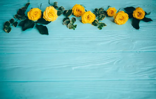Картинка цветы, розы, желтые, yellow, wood, flowers, roses