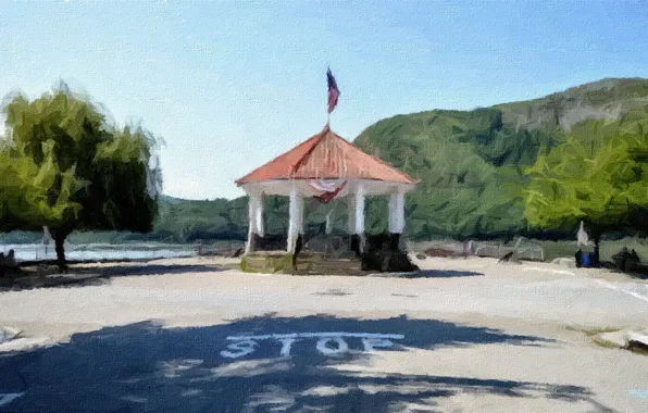 Art, Painting, Gazebo, Cold Spring, Cold Spring Gazebo