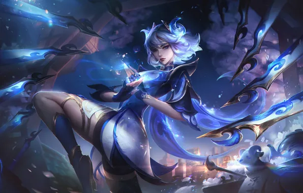 Картинка League of Legends, digital art, video games, Riot Games, GZG, porcelain (League of Legends), Irelia …