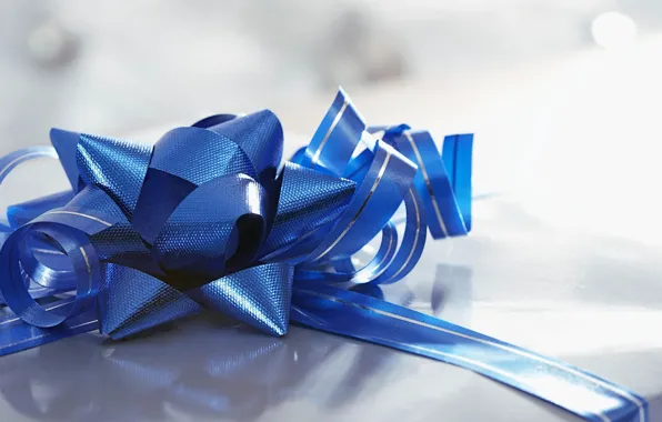 Синий, подарок, настроения, бантик, праздники