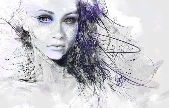 Sketch, drawing, uran-girl