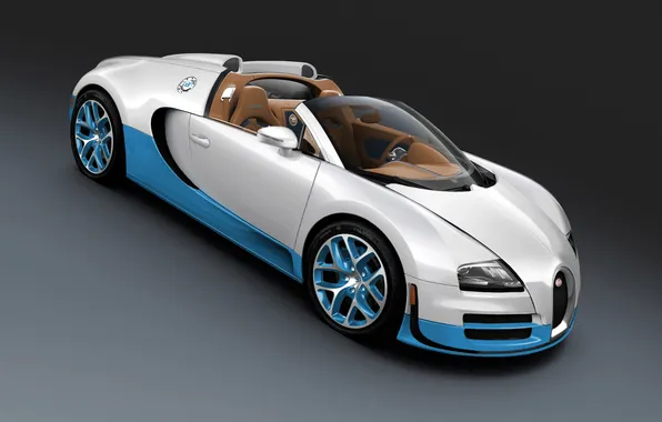 Картинка авто, машины, спорт, bugatti veyron, бело, grand sport vitesse, синий.