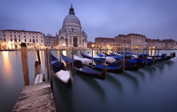Здания, дома, Италия, церковь, Венеция, канал, Italy, гондолы