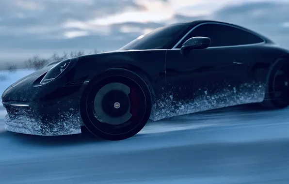 HDR, 911, Drift, Winter, Snow, Game, Carrera S, UHD